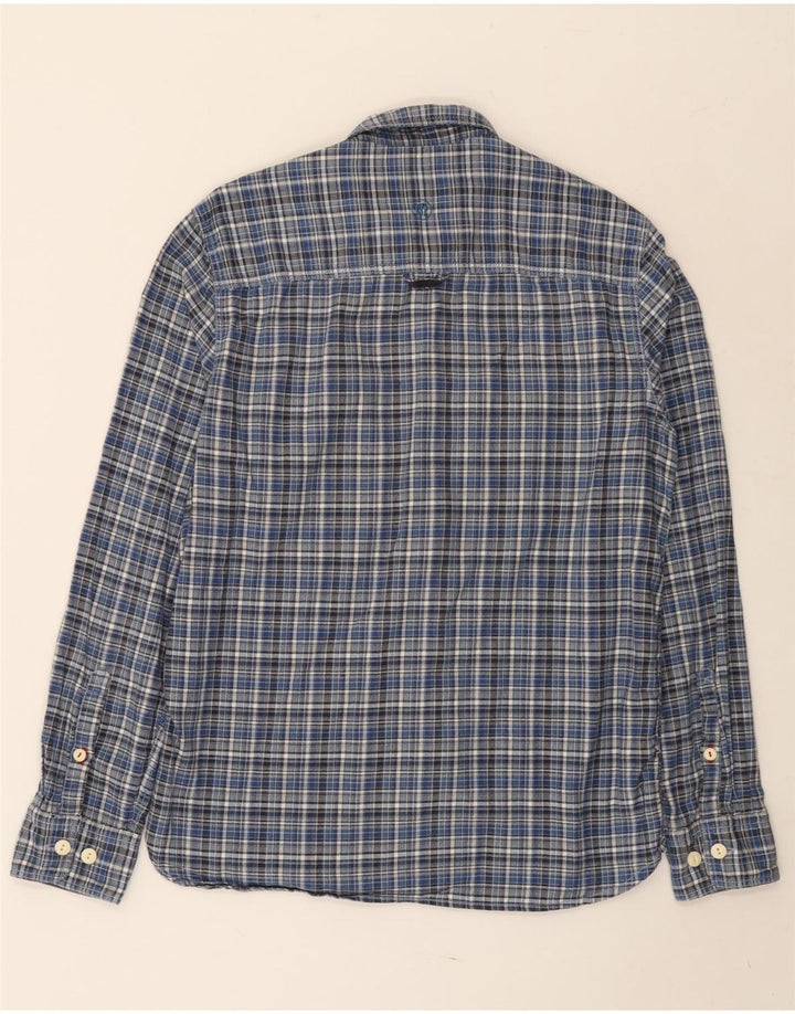 FAT FACE Chemise en flanelle coupe classique pour hommes, petit carreaux bleus en coton