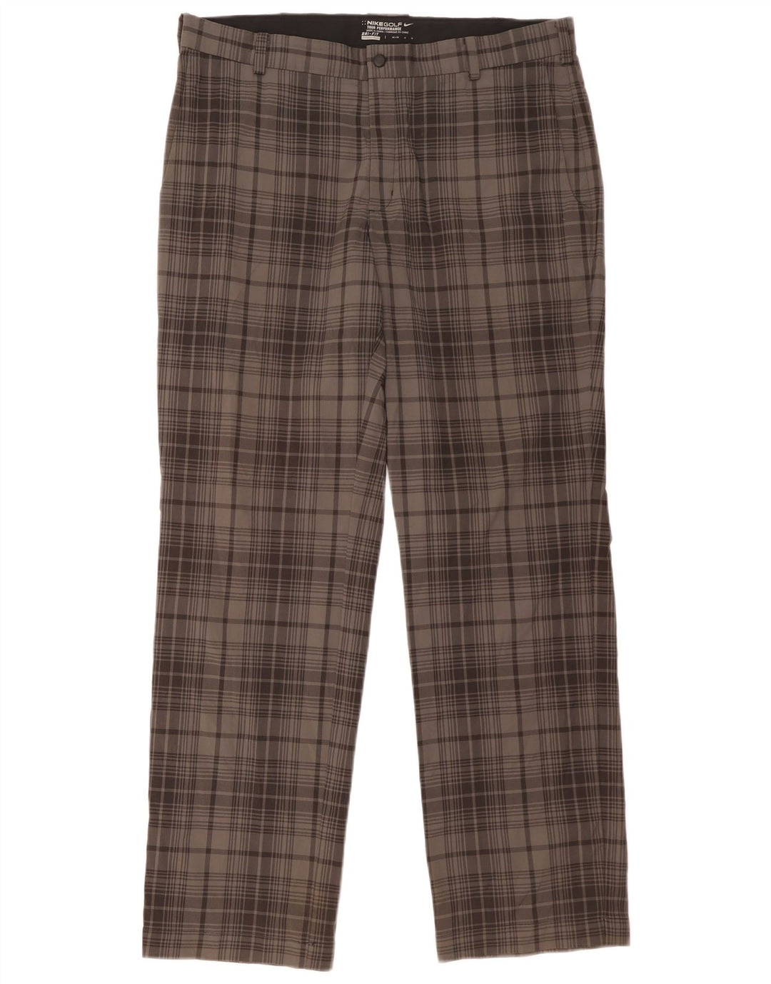NIKE Pantalon chino droit Dri Fit pour homme W36 L32 Gris à carreaux Polyester