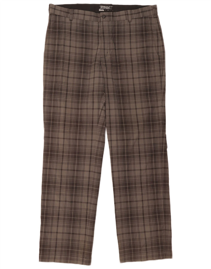 NIKE Pantalon chino droit Dri Fit pour homme W36 L32 Gris à carreaux Polyester