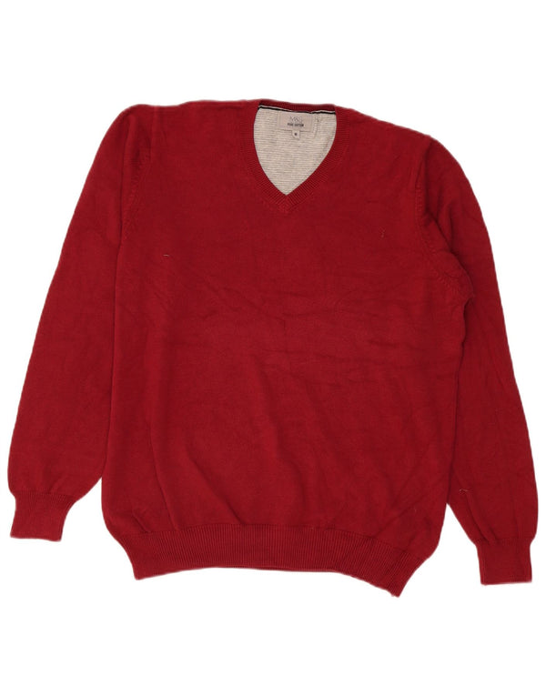 Marks & Spencer Pull Col V Homme Rouge Moyen Coton