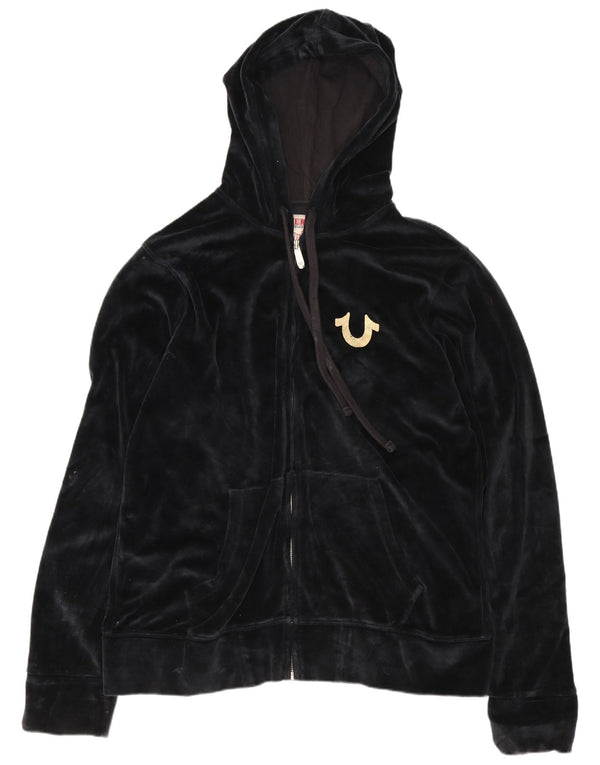 True Religion Pull à capuche zippé pour femme UK 18 XL Coton noir