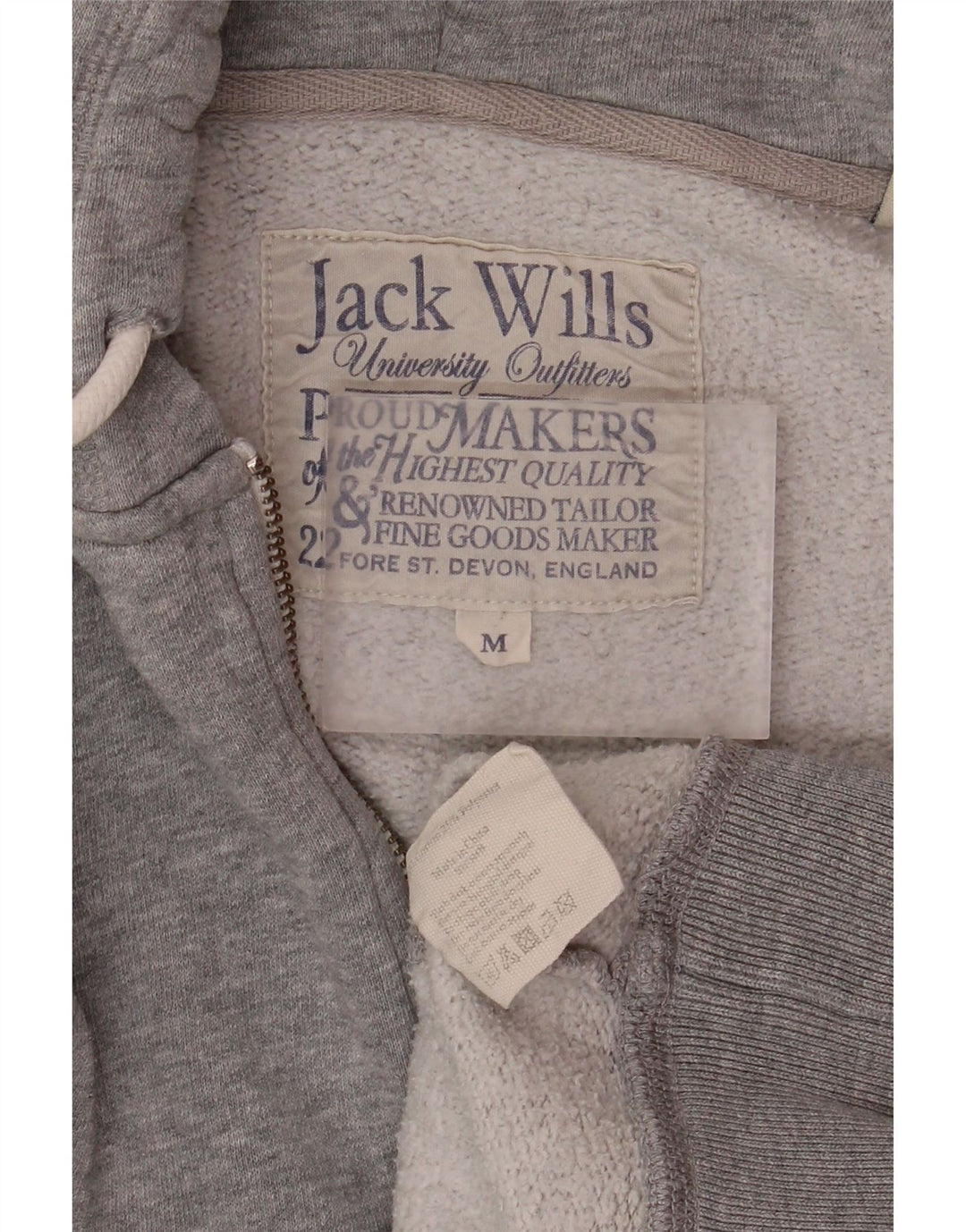Jack Wills Pull à Capuche Graphique Zippé Homme Gris Moyen Coton