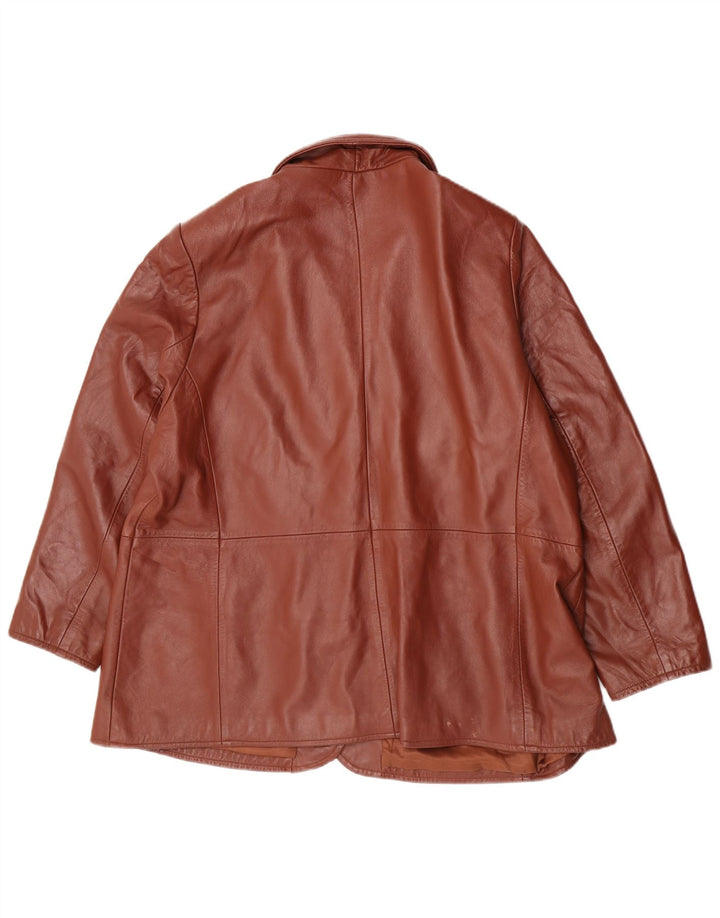 Classics Veste blazer en cuir à 3 boutons pour femme UK 26 5XL Cuir marron