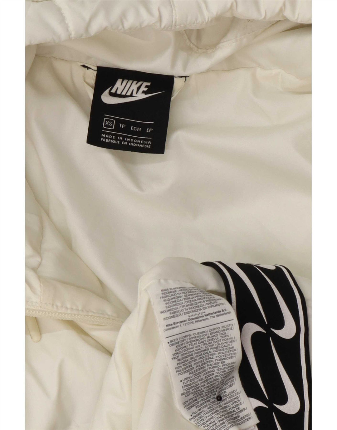 Nike Manteau rembourré à capuche pour femme UK 6 XS Blanc Polyester