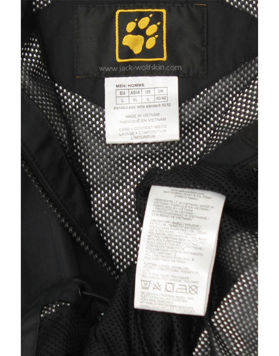 JACK WOLFSKIN Veste de pluie à capuche pour homme UK 40/42 Large Noir Polyamide