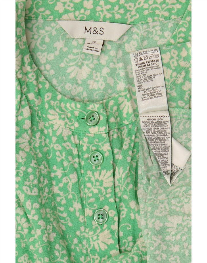 Marks & Spencer Robe longue pour femme UK 44 Viscose florale vert moyen