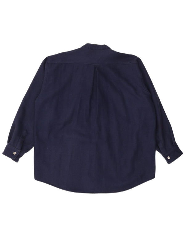 VINTAGE Mens Pullover Flannel Shirt 2XL Navy Blue