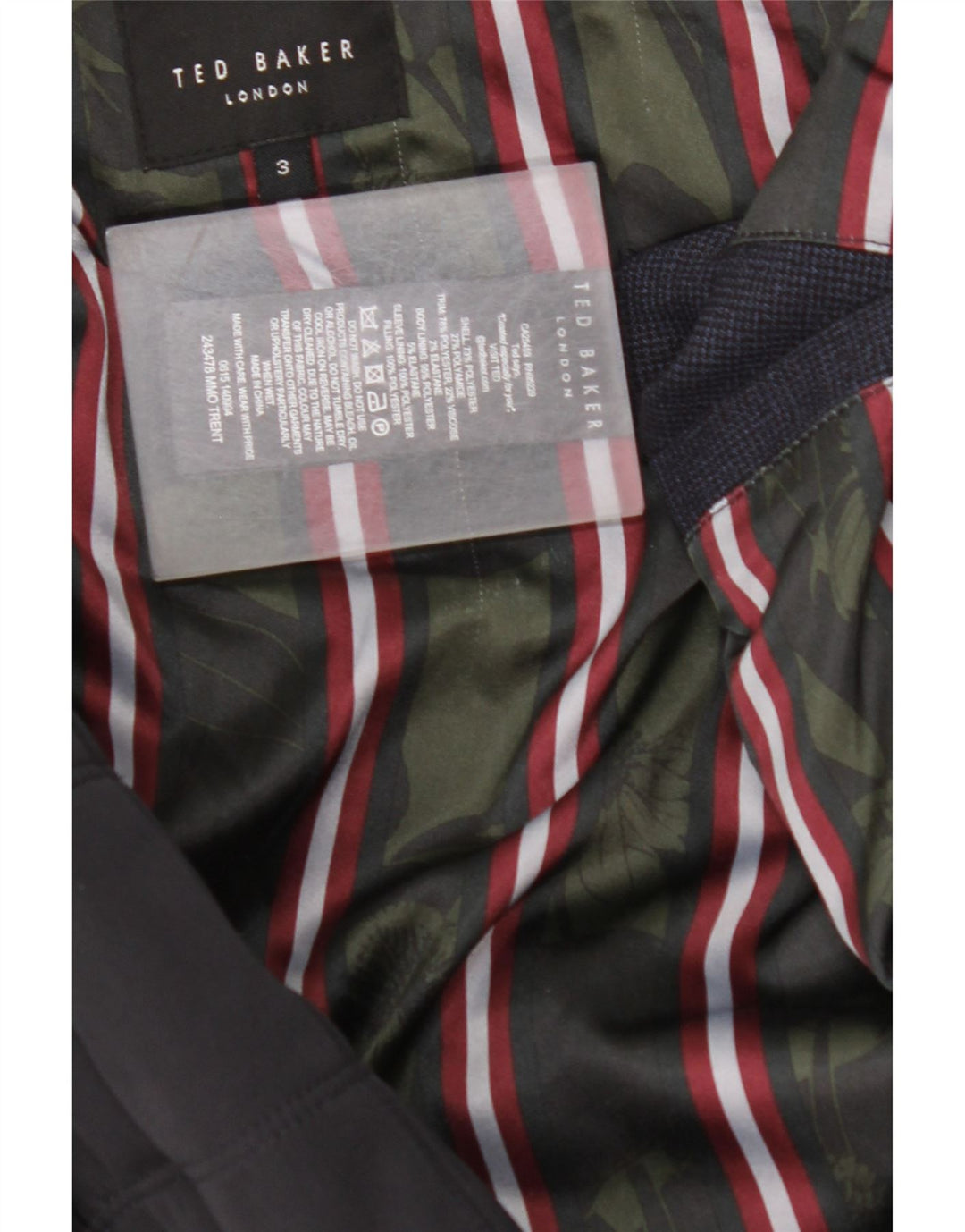 TED BAKER Veste matelassée pour homme Taille 3 Bleu marine moyen Polyester