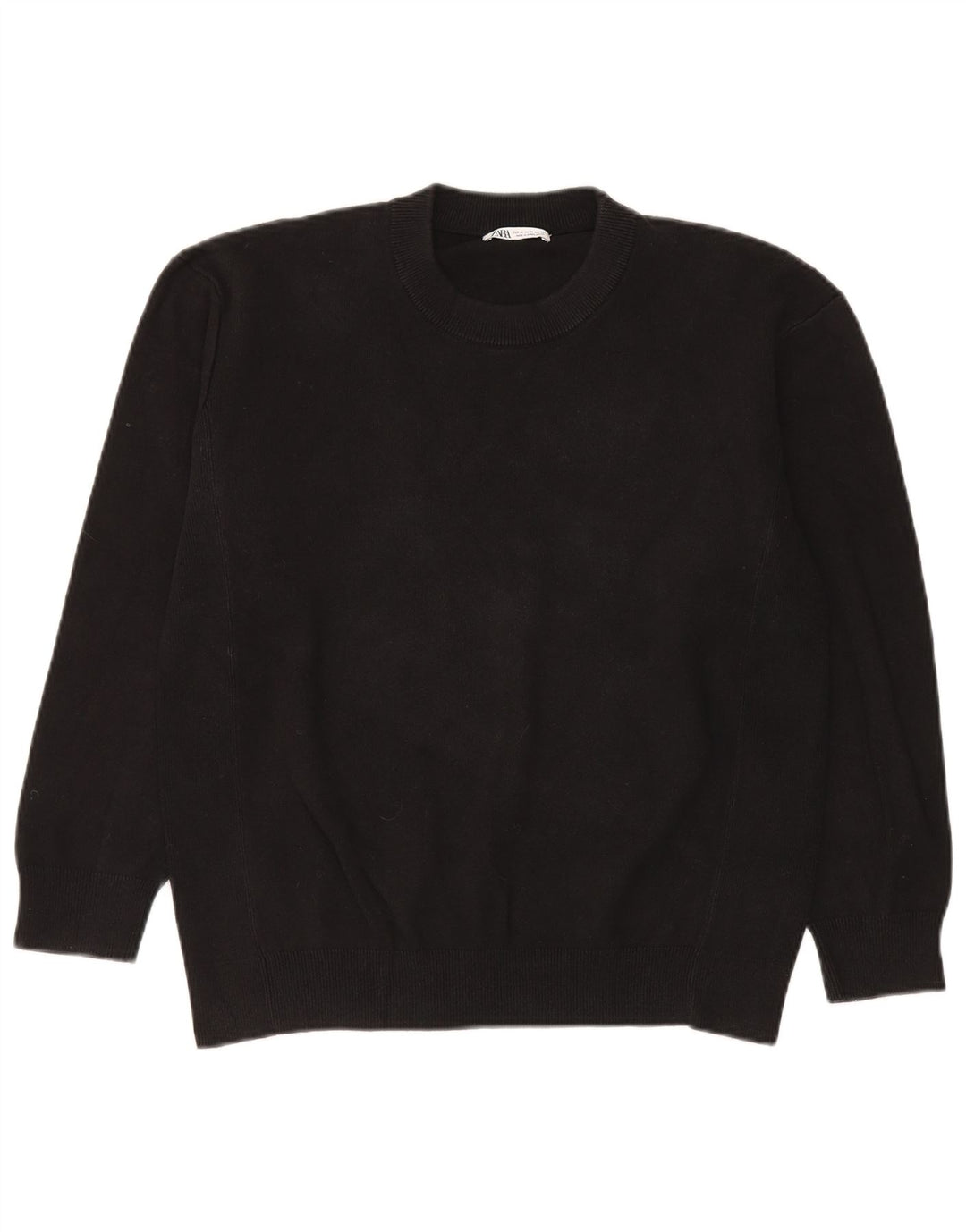 Zara Pull à col rond pour homme en coton noir moyen