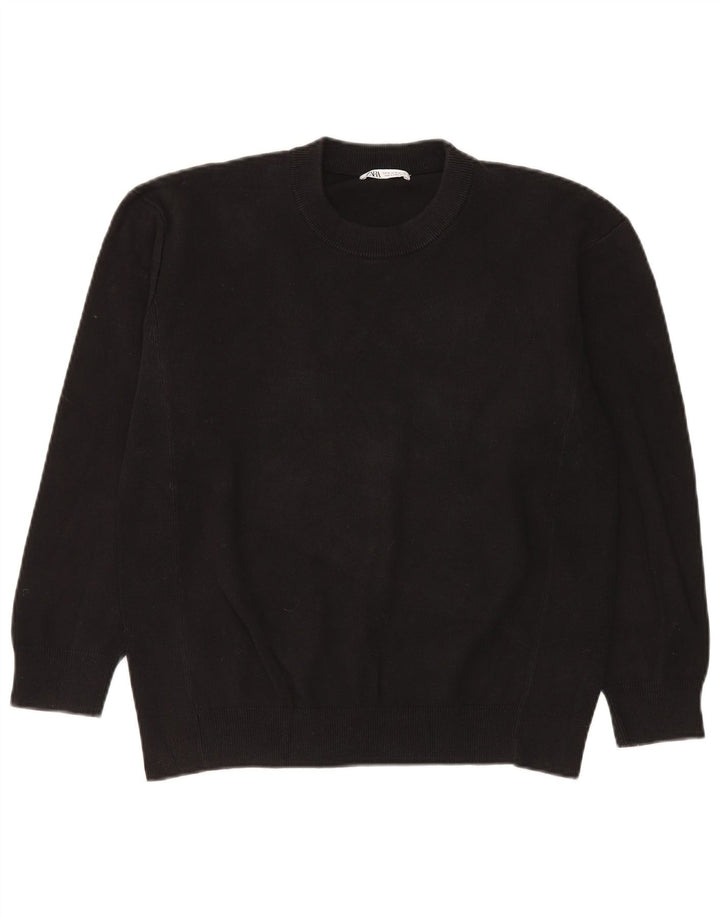 Zara Pull à col rond pour homme en coton noir moyen