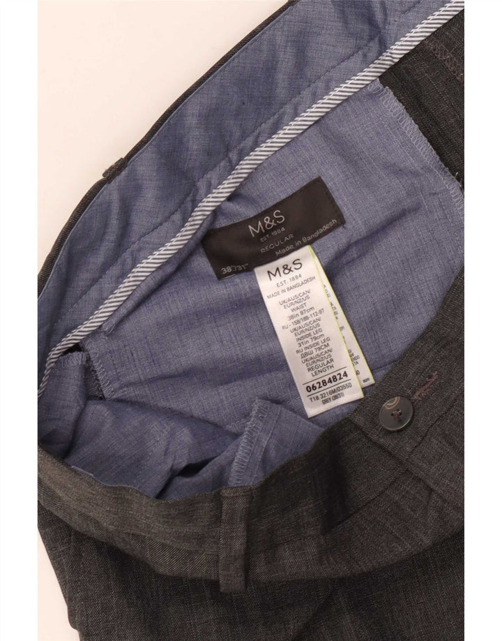Marks & Spencer Pantalon de costume droit pour homme W38 L31 Gris Polyester