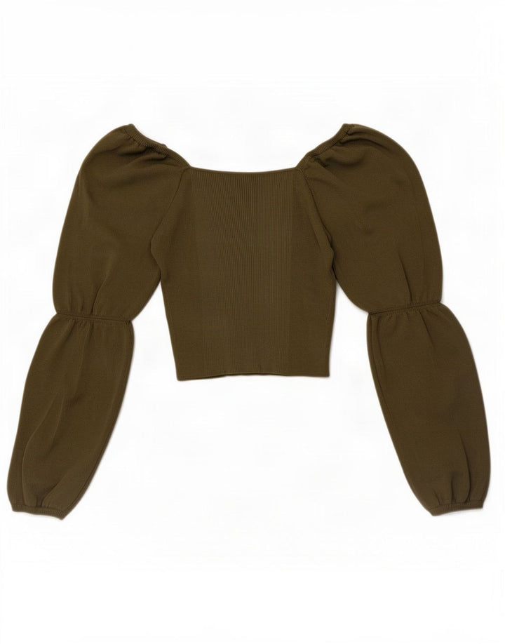Zara Haut court à manches longues pour femme UK 8 Petit Vert
