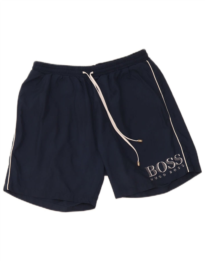 Hugo Boss Short de sport graphique Homme Bleu marine moyen Polyester