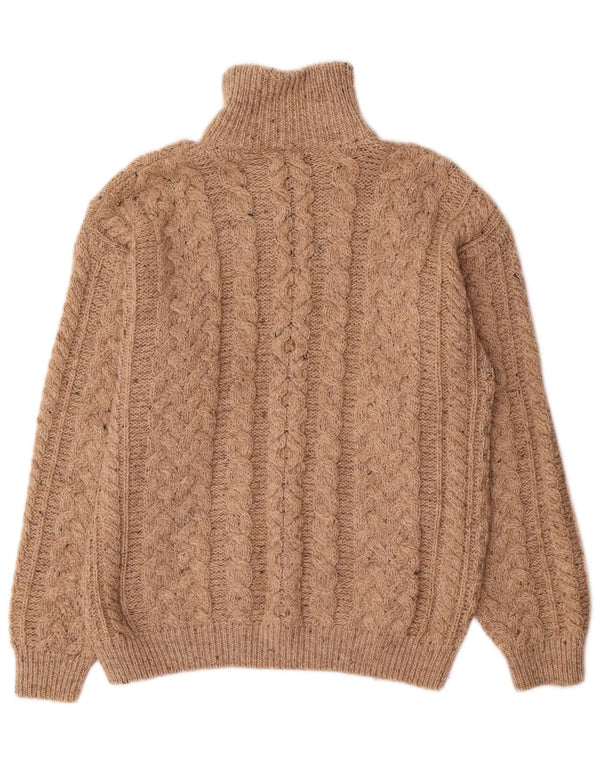 Carraig Donn Pull ample à col zippé pour homme en laine vierge beige