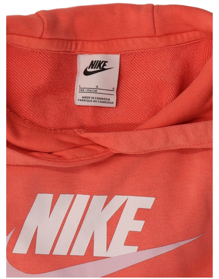 NIKE Pull à capuche court graphique pour fille 12-13 ans Grand rose en coton