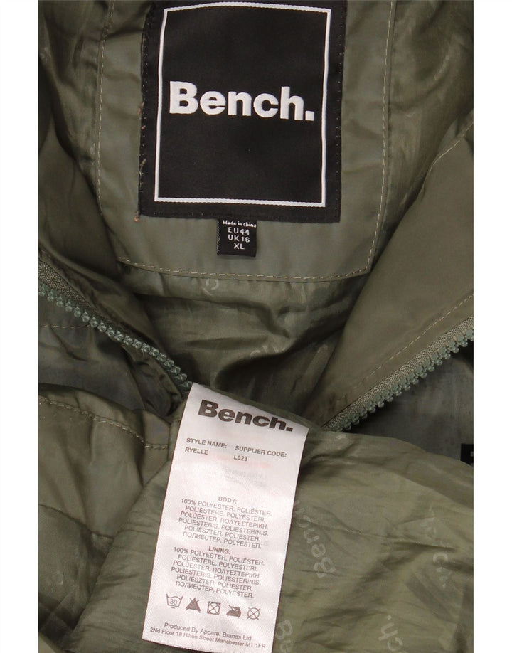 Bench Manteau matelassé surdimensionné à capuche pour femme UK 46 Large Kaki Polyester