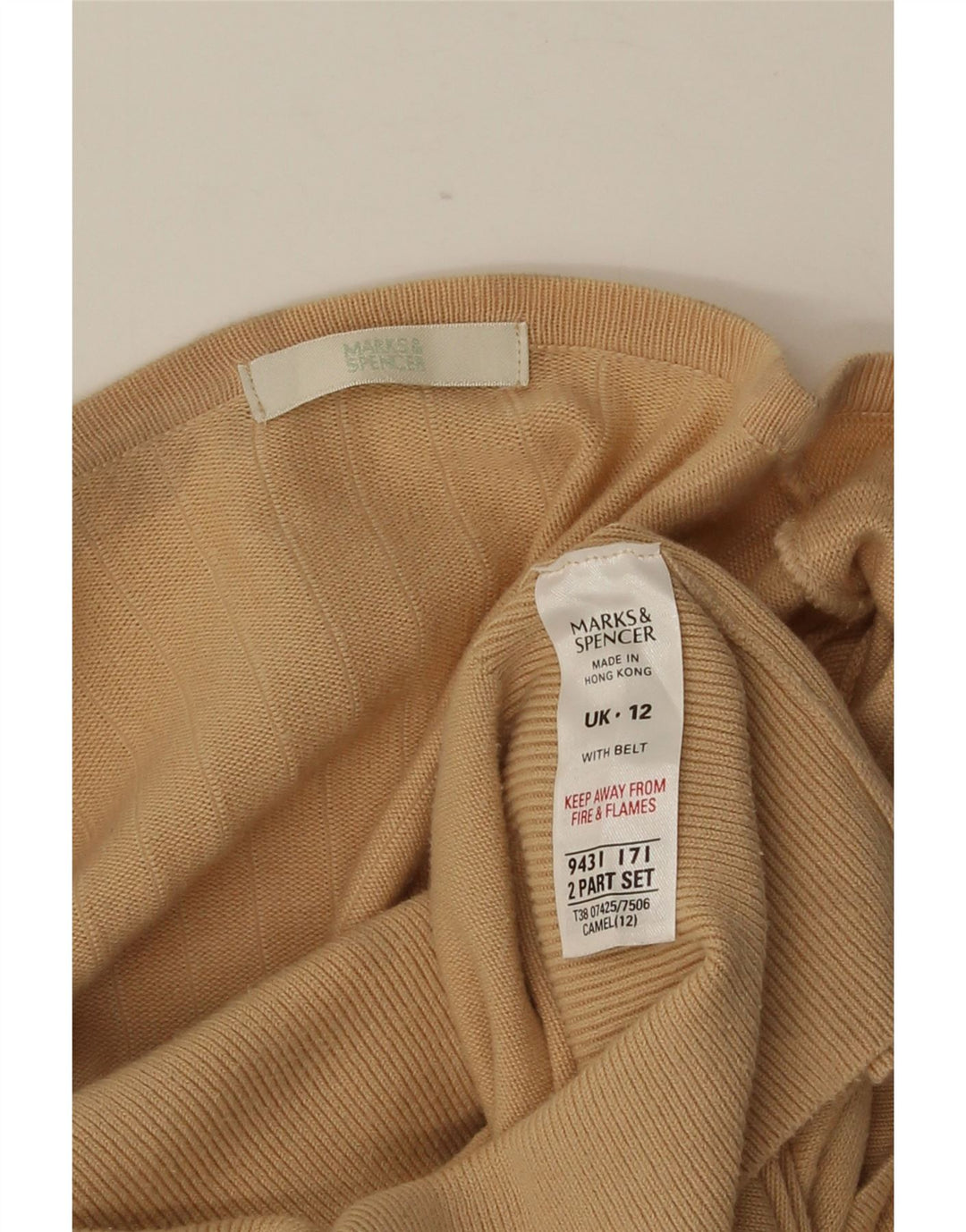 MARKS & SPENCER Pull cardigan court pour femme UK 12 Coton beige moyen
