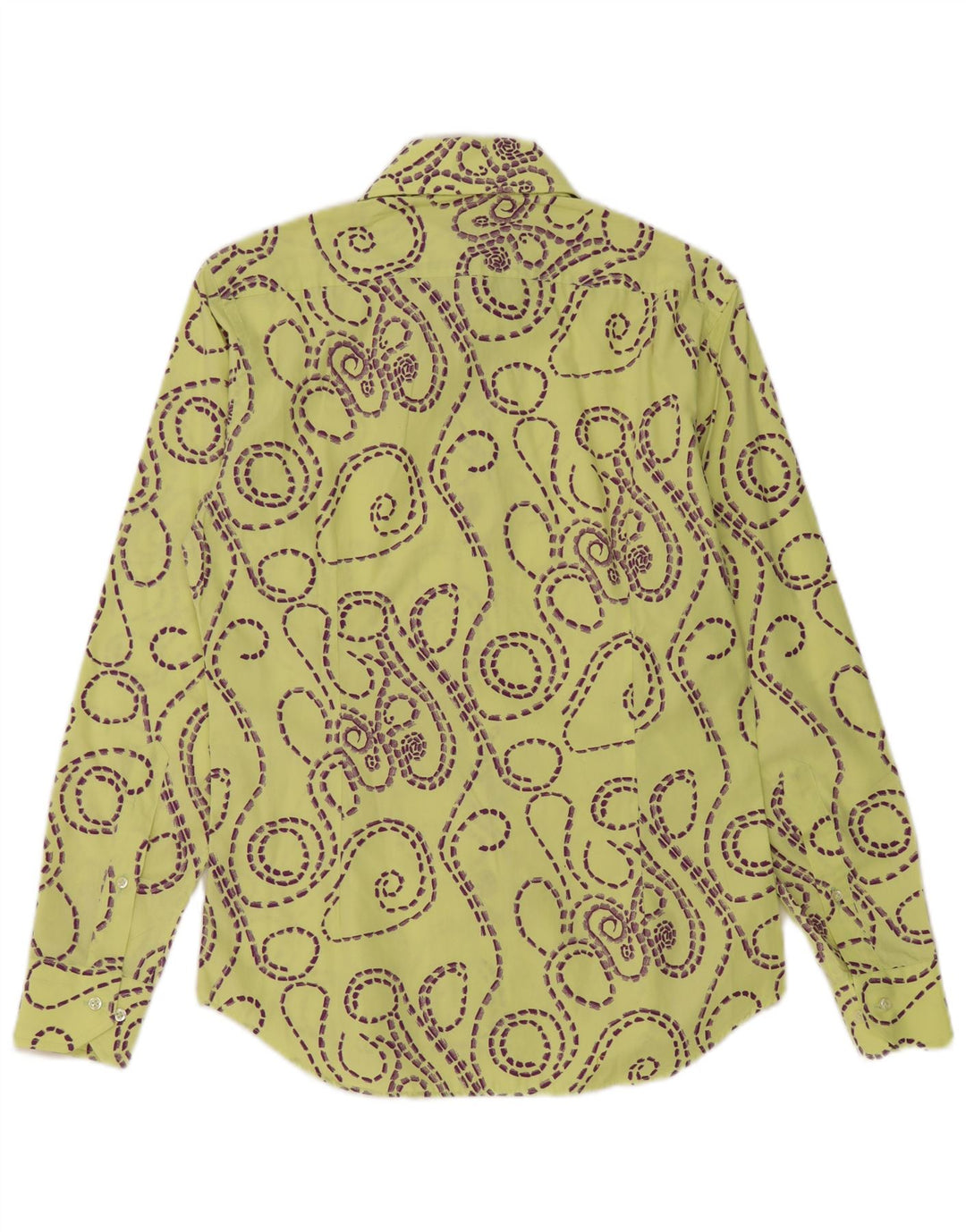 vintage Mens Abstract Pattern Slim Fit Chemise Taille 39 15 1/2 Jaune Moyen