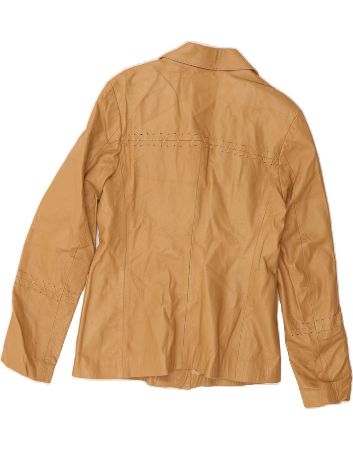 MASTERPELLE Womens 3 Button Blazer Jacket IT 46 Large Beige Leather Vintage Masterpelle and Second-Hand Masterpelle from Messina Hembry 