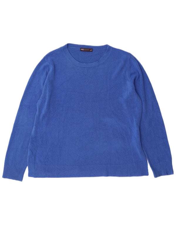 Marks & Spencer Pull col bateau pour femme UK 18 XL Bleu Acrylique