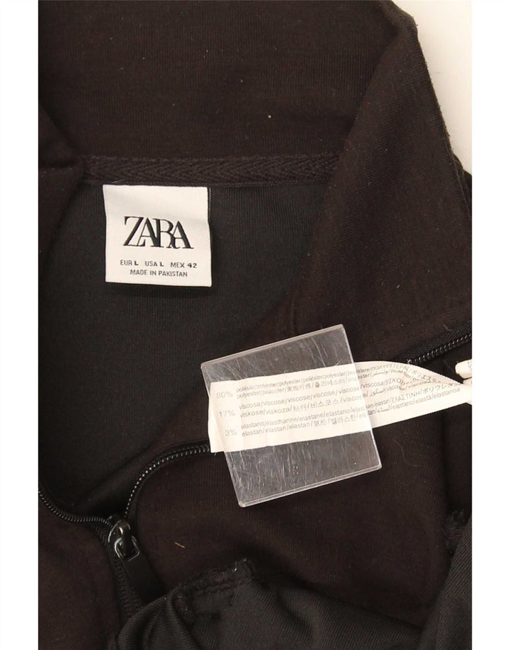 Zara Veste de survêtement pour femme UK 16 Large Noir Polyester