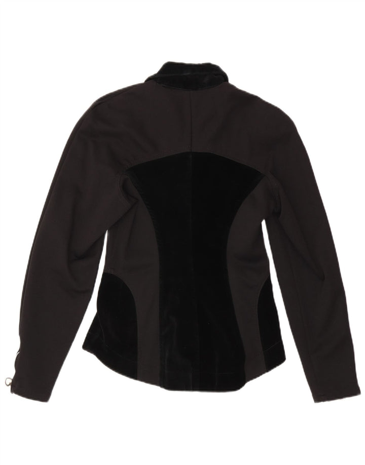 Maille Veste Blouson Femme UK 8 Petit Nylon Colorblock Noir