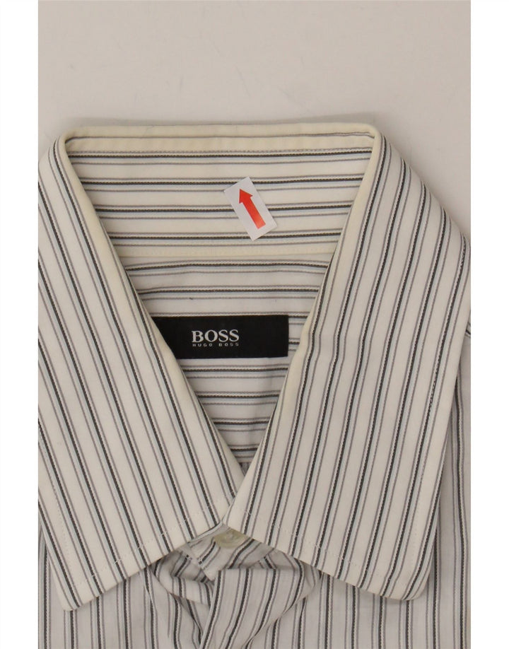 HUGO BOSS Mens Shirt Size 41 16 Large White Striped Cotton Vintage Hugo Boss and Second-Hand Hugo Boss from Messina Hembry 
