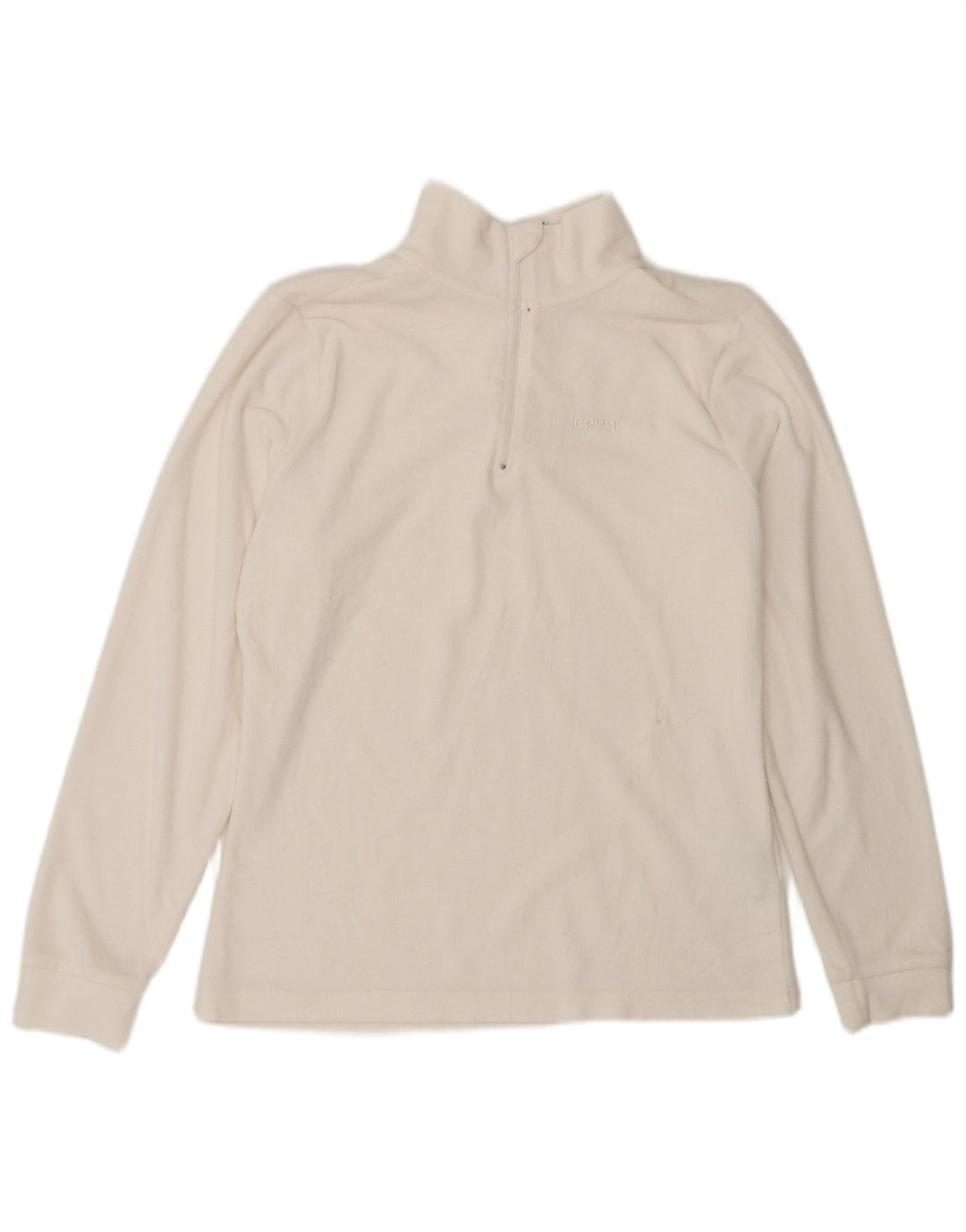 Brugi Pull polaire à col zippé pour femme UK 14 Medium Blanc Polyester