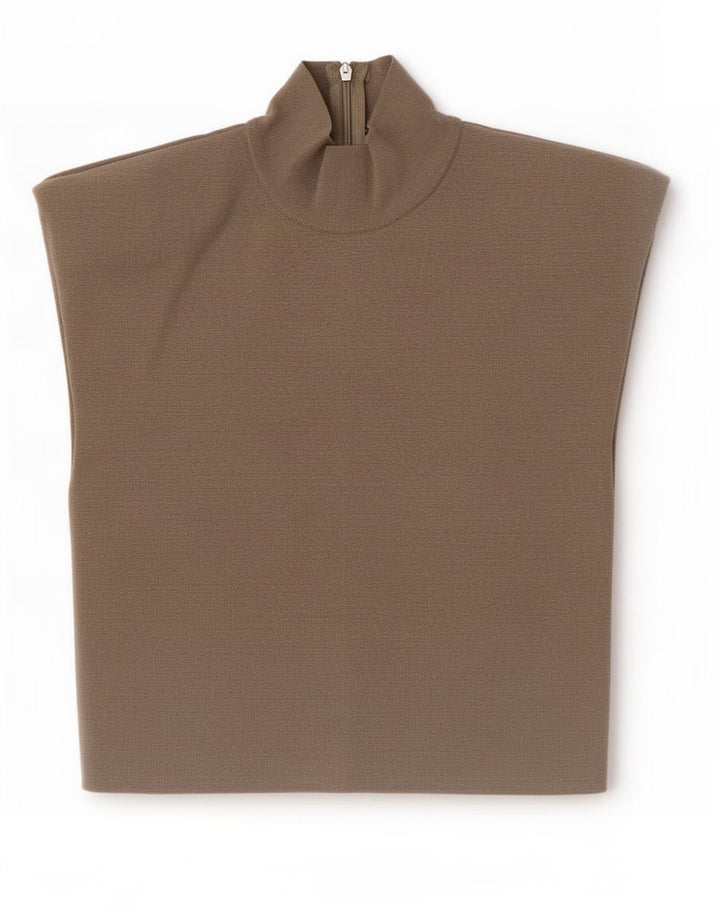 Zara Womens Crop Blouse Top UK 12 Medium Kaki Viscose