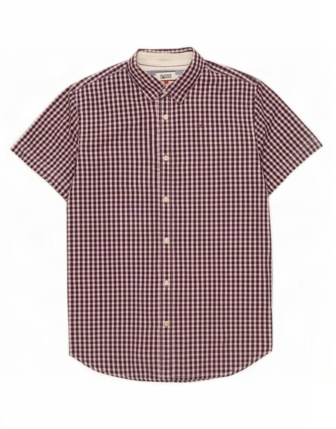Tommy Hilfiger Chemise à manches courtes pour homme en coton vichy bleu marine moyen