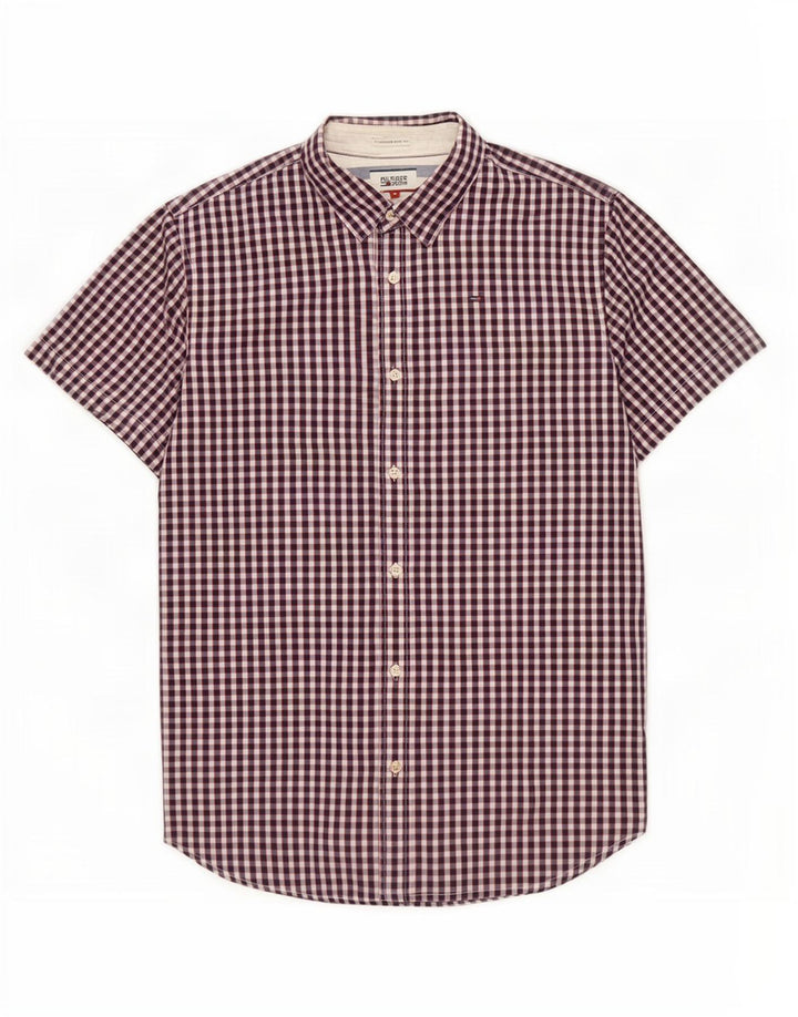 Tommy Hilfiger Chemise à manches courtes pour homme en coton vichy bleu marine moyen