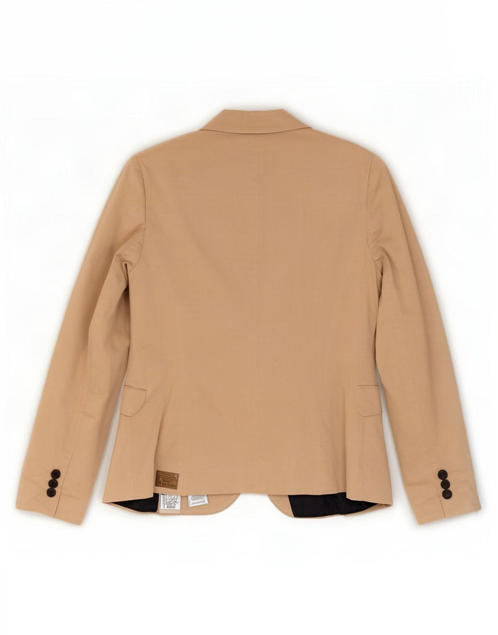 Zara Veste Blazer 1 Bouton Femme UK 12 Coton Beige Moyen