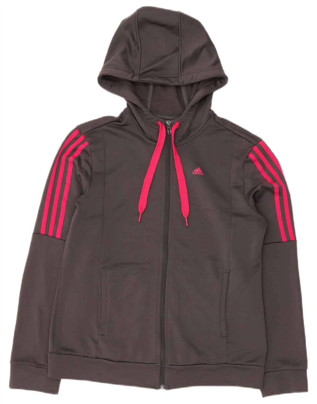Adidas Pull à capuche zippé pour femme UK 16/18 Large Gris Polyester