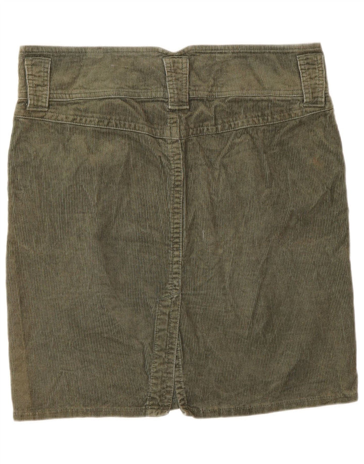 Benetton Jupe En Velours Côtelé Femme IT 44 Medium W32 Kaki Coton