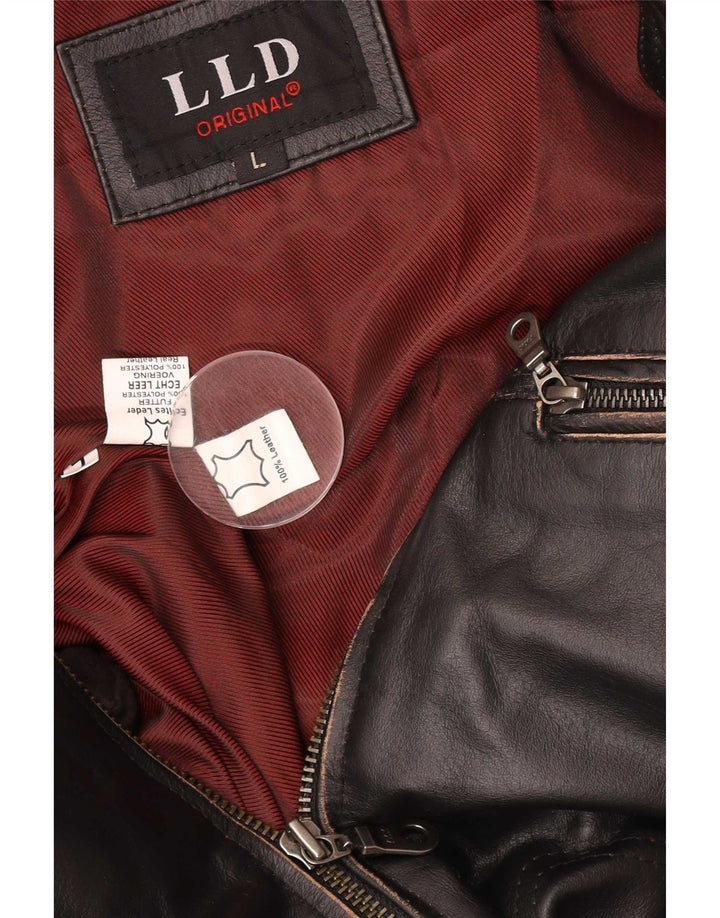 LLD Veste en cuir pour homme UK 40 Large Noir