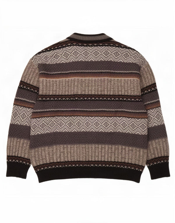Jockey Pull col V pour homme en laine à rayures grises