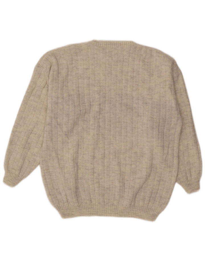 vintage Mens Crew Neck Jumper Pull XL Gris Argyle/Diamant