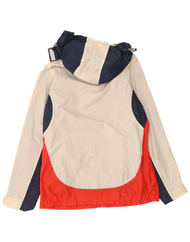 Weird Fish Veste de pluie à capuche pour femme UK 12 Medium Off White Colourblock