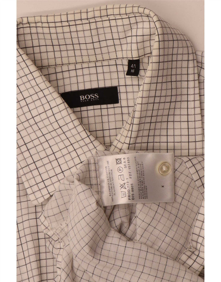 Hugo Boss Chemise Homme Taille 41 16 Grand Coton à Carreaux Blanc