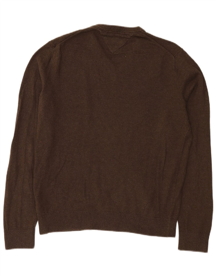 Tommy Hilfiger Pull Col V Homme Marron Moyen Coton