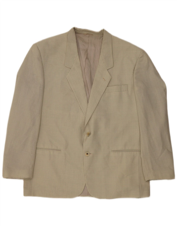 Chelsea Veste Blazer 2 Boutons Homme IT 54 2XL Beige Vichy Laine Vierge