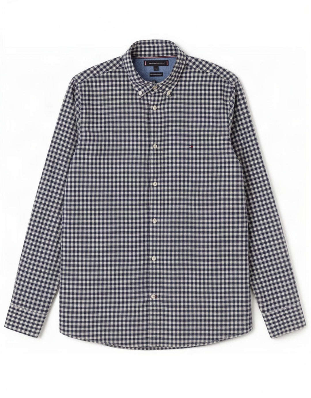 Tommy Hilfiger Chemise Homme Large Bleu Marine Vichy Coton