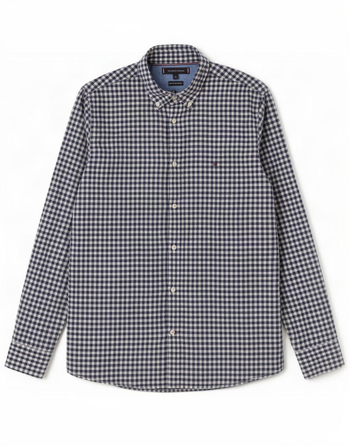 Tommy Hilfiger Chemise Homme Large Bleu Marine Vichy Coton