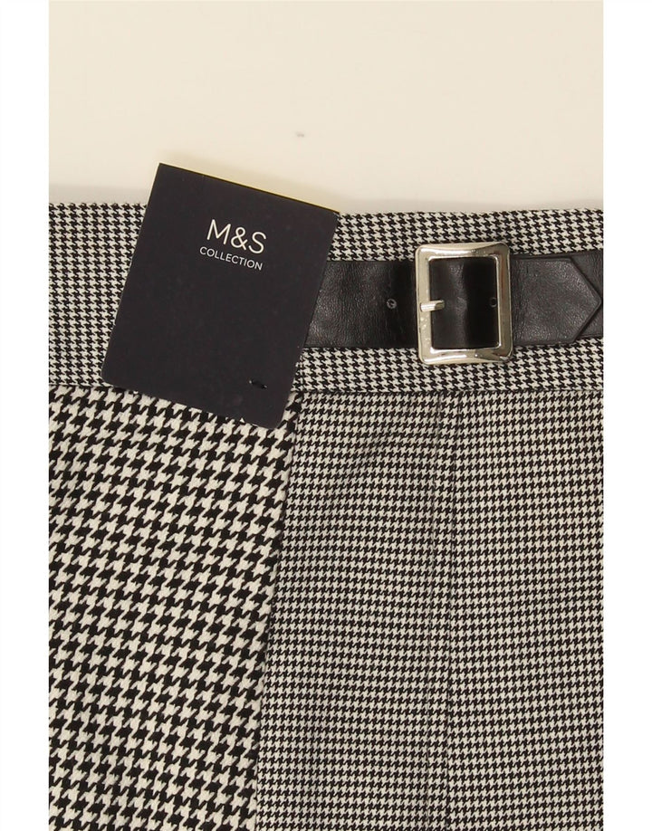 Marks & Spencer Jupe plissée pour femme UK 16 Large W34 Pied-de-poule noir