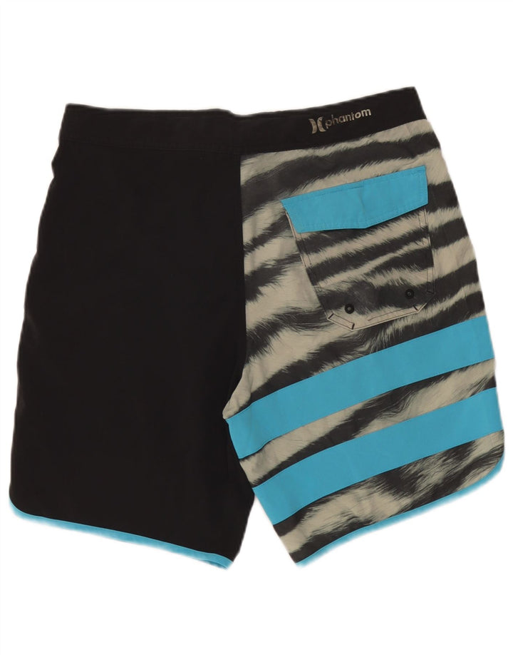 Hurley Short de Bain Graphique Homme Rayé Noir Moyen