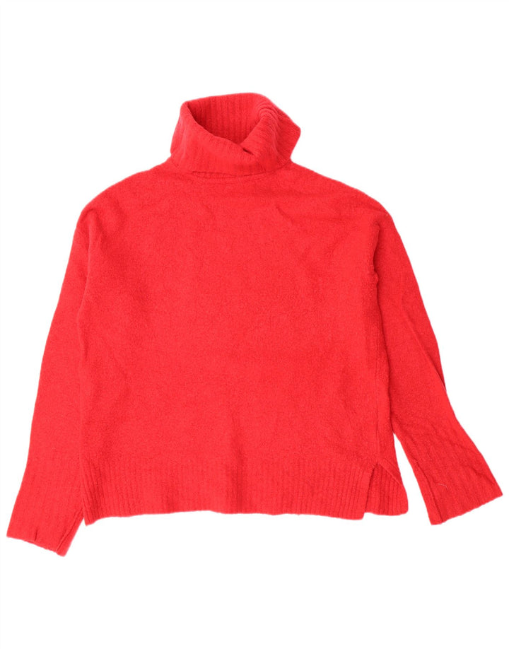 WHISTLES Pull surdimensionné à col roulé pour femme UK 10 Petite laine rouge