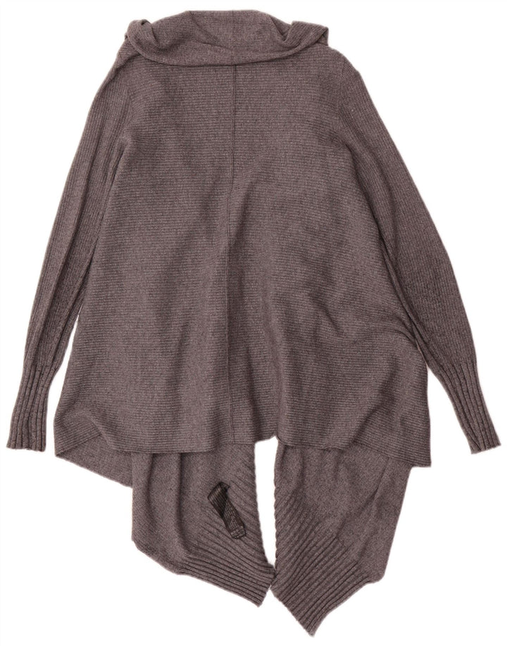Zara Femme Cardigan Ouvert Asymétrique Pull UK 14 Gris Moyen Viscose