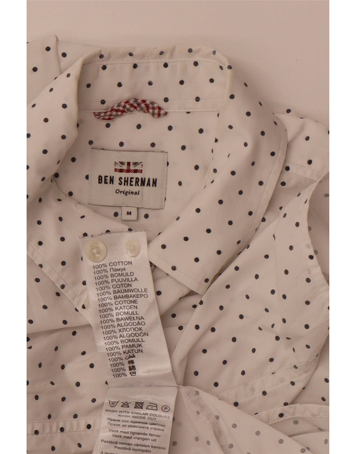 BEN SHERMAN Chemise Homme Coton Tacheté Blanc Moyen