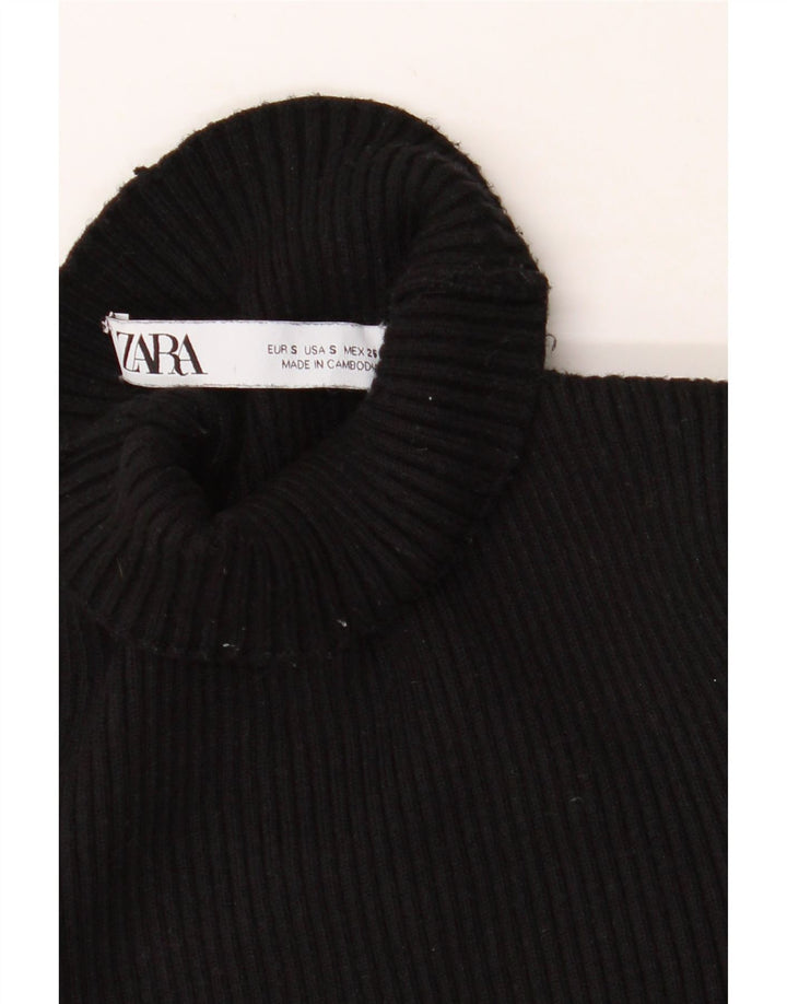 ZARA Womens Turtle Neck Jumper Sweater UK 8 Small Black Colourblock Vintage Zara and Second-Hand Zara from Messina Hembry 