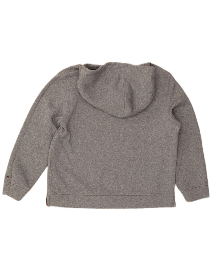 TOMMY HILFIGER Pull à capuche graphique surdimensionné pour femme UK 14 Gris moyen
